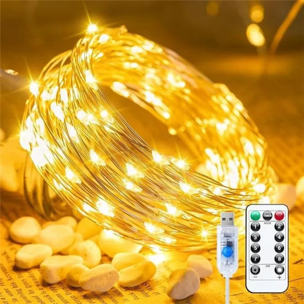 Twinkle Fairy Lights 33 Ft 100 Led Usb Plug In String Lights Remote Timer Indoor